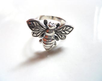Sterling Silver 925 Bumble Bee Ring -  Size 7