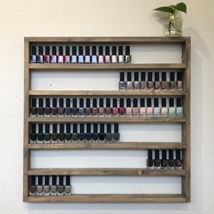 Nail Polish Holder Rack - Medium Horizontal - 6 Row Nail Polish Shelf - Holds 120 Nail Polishes - Nail Polish Organizer