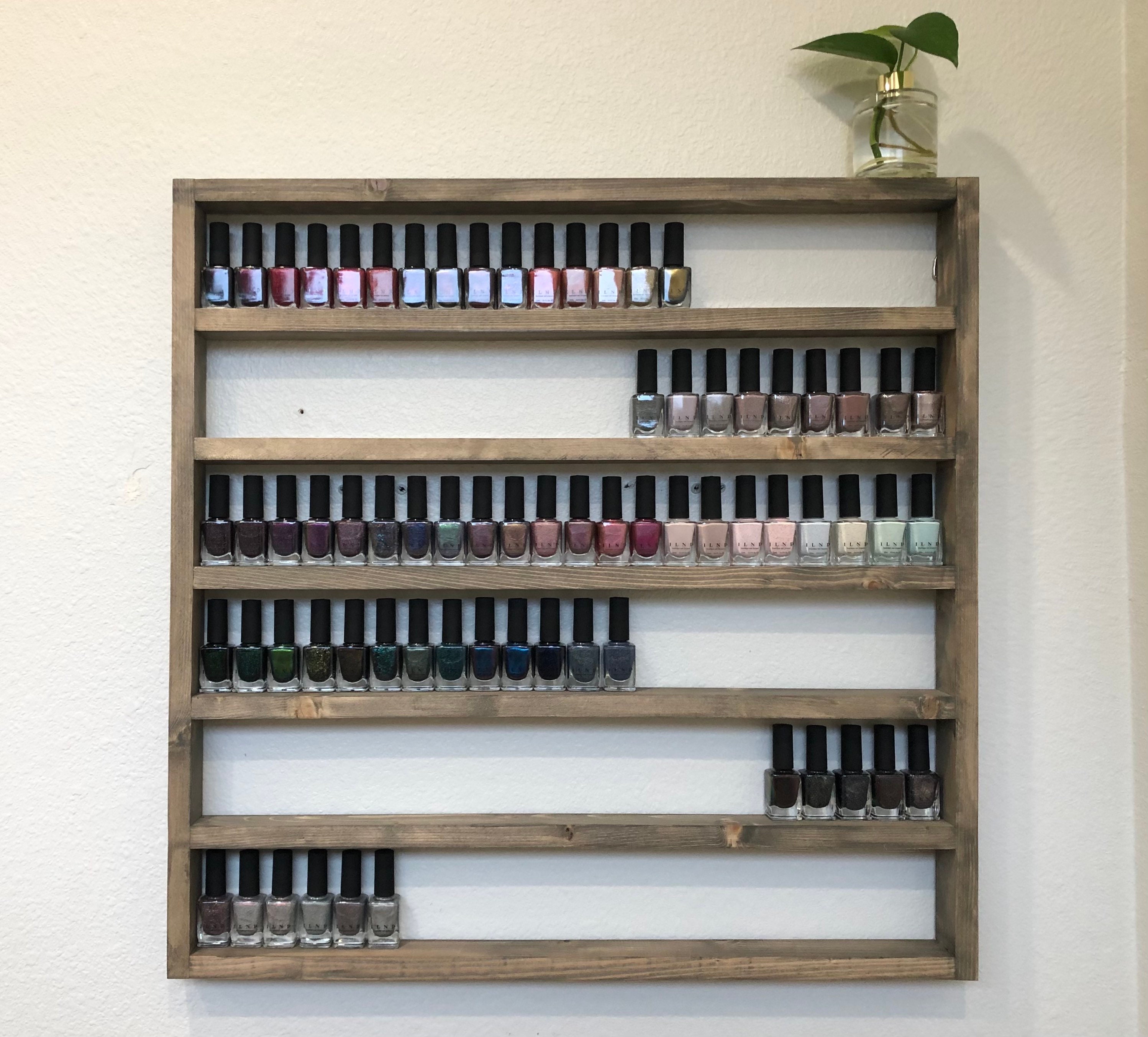 J JACKCUBE DESIGN Rustic Wood Nail Polish Organizer with 6 Tier shelves  Wall Mount Display Rack Makeup Bottles Holder Storage for Nail Salon  Bedroom Dress room - MK528A : Amazon.in: Beauty