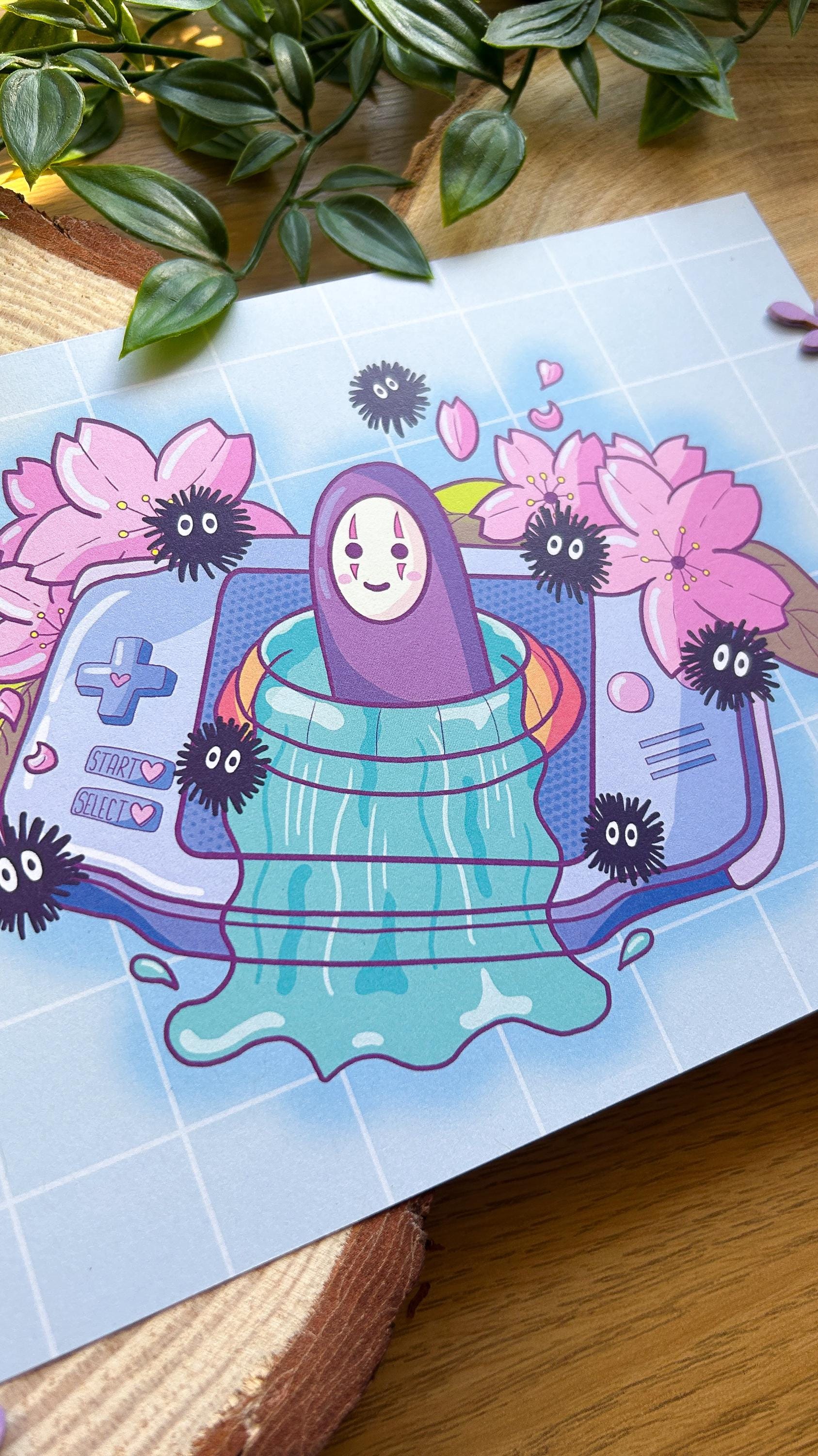 Spirited Away Inspired No Face Gameboy A5 Print Kawaii Art Wall Art ...