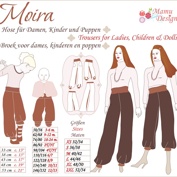 Schnittmuster "MOIRA"  Pumphose, lange und Dreiviertel Hose eBook von Mamu-Design