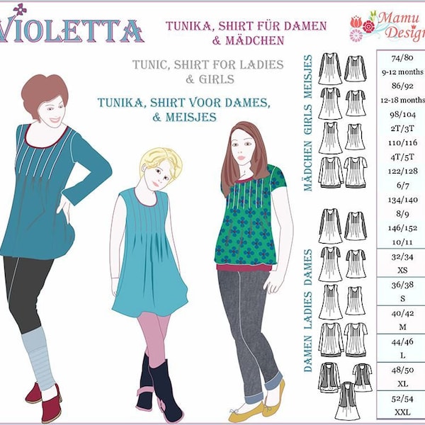 Schnittmuster "VIOLETTA" Tunika Shirt  eBook von Mamu-Design