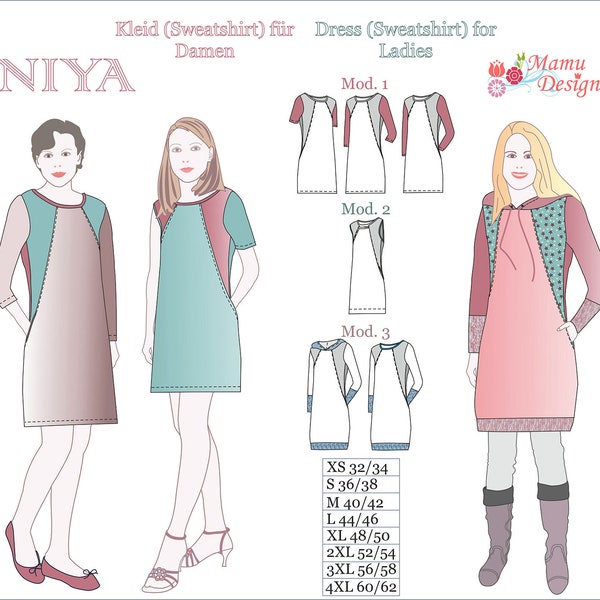 Schnittmuster "NIYA" Kleid Sweatshirt Tunika eBook von Mamu-Design