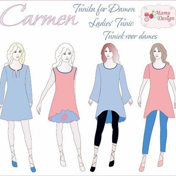 Schnittmuster "Carmen" Tunika Kleid Damen eBook von Mamu-Design