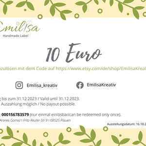 Geschenkgutschein für den Shop Emilisa Kreativ Wertgutschein Geburtstagsgeschenk