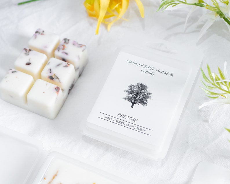 Sandalwood Soy Wax Melts, Yoga Letterbox Gifts. 100% Cruelty Free Vegan Home Fragrance image 1
