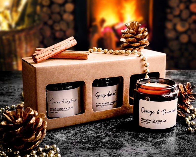Festive Christmas Candle Gift Set. Gingerbread Orange & Etsy