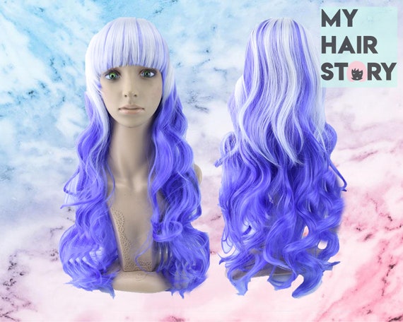 Wavy Ombre Blue Wig Good For Parties Anime Party Chemo Etsy