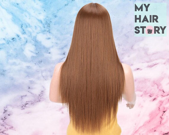 Ombre Caramel Wig Synthetic Wigs Hair Side Parted Two Etsy