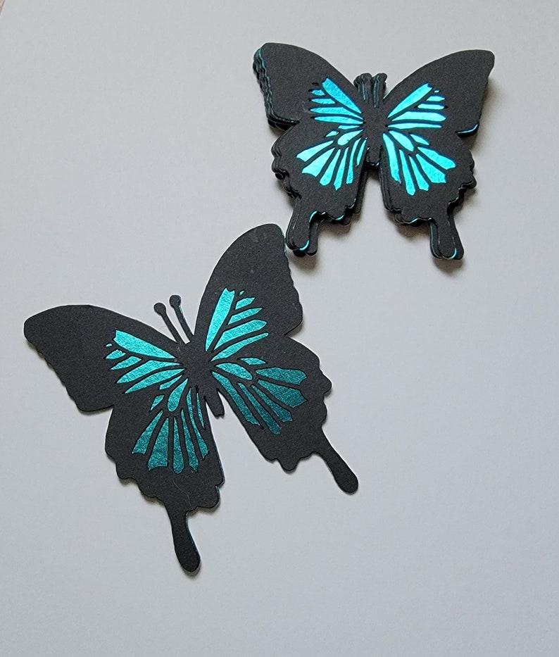 Butterfly Blue Foil Layered Cardstock Cut Paper Shape DIY Cardmaking