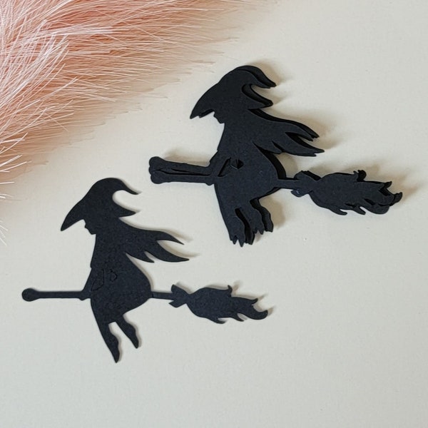 Witch Silhouette Cut Paper Shape DIY Cardmaking Scrapbooking Journaling Crafting DIY Fashion Accessory 10 Piece