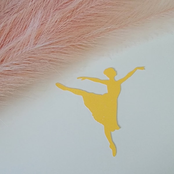 Glitter Yellow Ballerina Cut Paper Shape DIY Cardmaking Scrapbooking Journaling Crafting DIY Dance Pose 8 Piece 4" x 4"