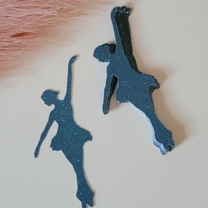 Glitter Blue Ballerina Cut Paper Shape DIY Cardmaking Scrapbooking Journaling Crafting DIY Dance Pose 8 Piece 3 3/4&quot;&quot; x 2&quot;