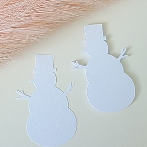 Glitter White Snowman Cut Paper Shape DIY Cardmaking Scrapbooking Journaling Crafting DIY Snowman Holiday Christmas 9 Piece 4&quot; x 2 1/4&quot;