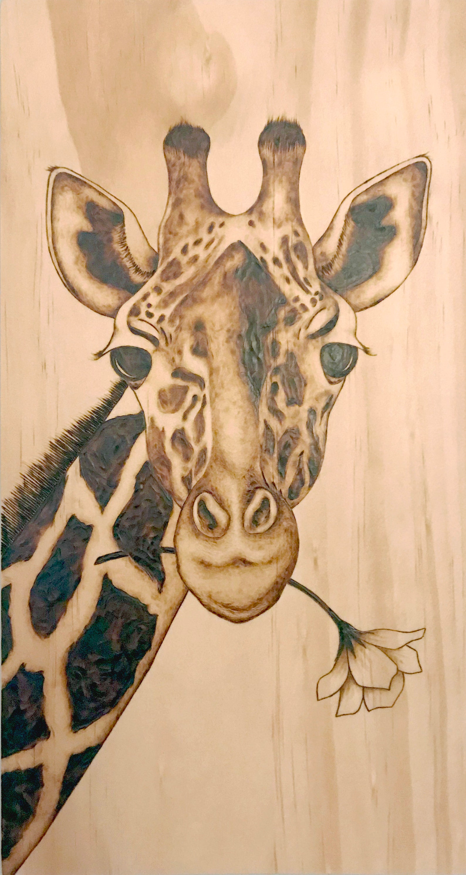 Giraffe Wood Burned Decor Etsy