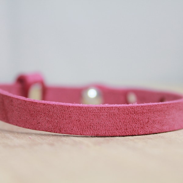 Lederarmband einfach "pink" Cuoio