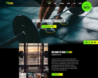 Fitness Website Template. Bold Wix Website Design, Gym Website, Sport Website, Personal Trainer Website C36