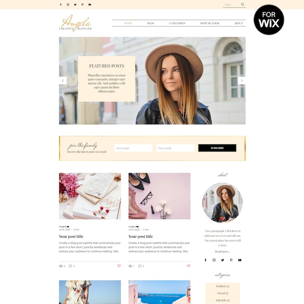 Wix Blog Website - Wix Website Template - eCommerce Website - Wix Website Design - Fashion Blog - Travel Blog