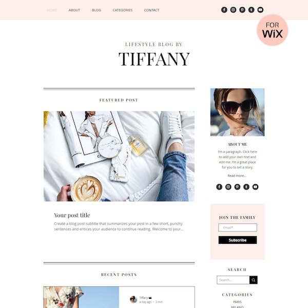 Wix Blog Template - Wix Website Template - Blog Website - Wix Website Design - Fashion Blog - Travel Blog - Beauty Blog