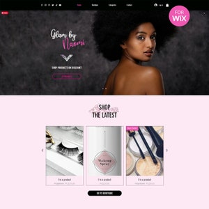 Modello di sito web Wix - Progettazione di siti web Wix - Sito web di e-commerce - Sito web di negozi - Sito web di negozi - Sito web di bellezza