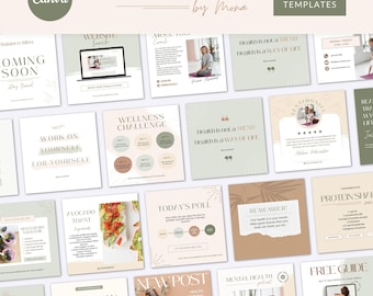 Boho Instagram Templates - Wellness Instagram Posts - Health Posts - Fitness Canva Instagram Templates - Social Media Posts - c39