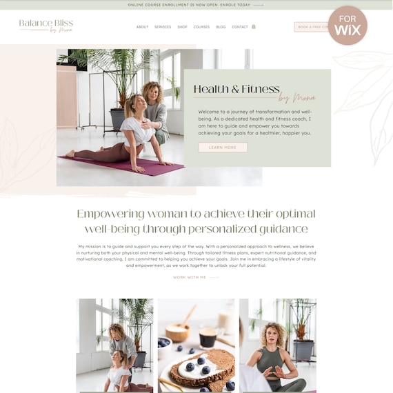 Health Coach Website, Life Coach Website, Nutritionist Website, Wellness Website, Fitness Website, Wix Website Design C39
