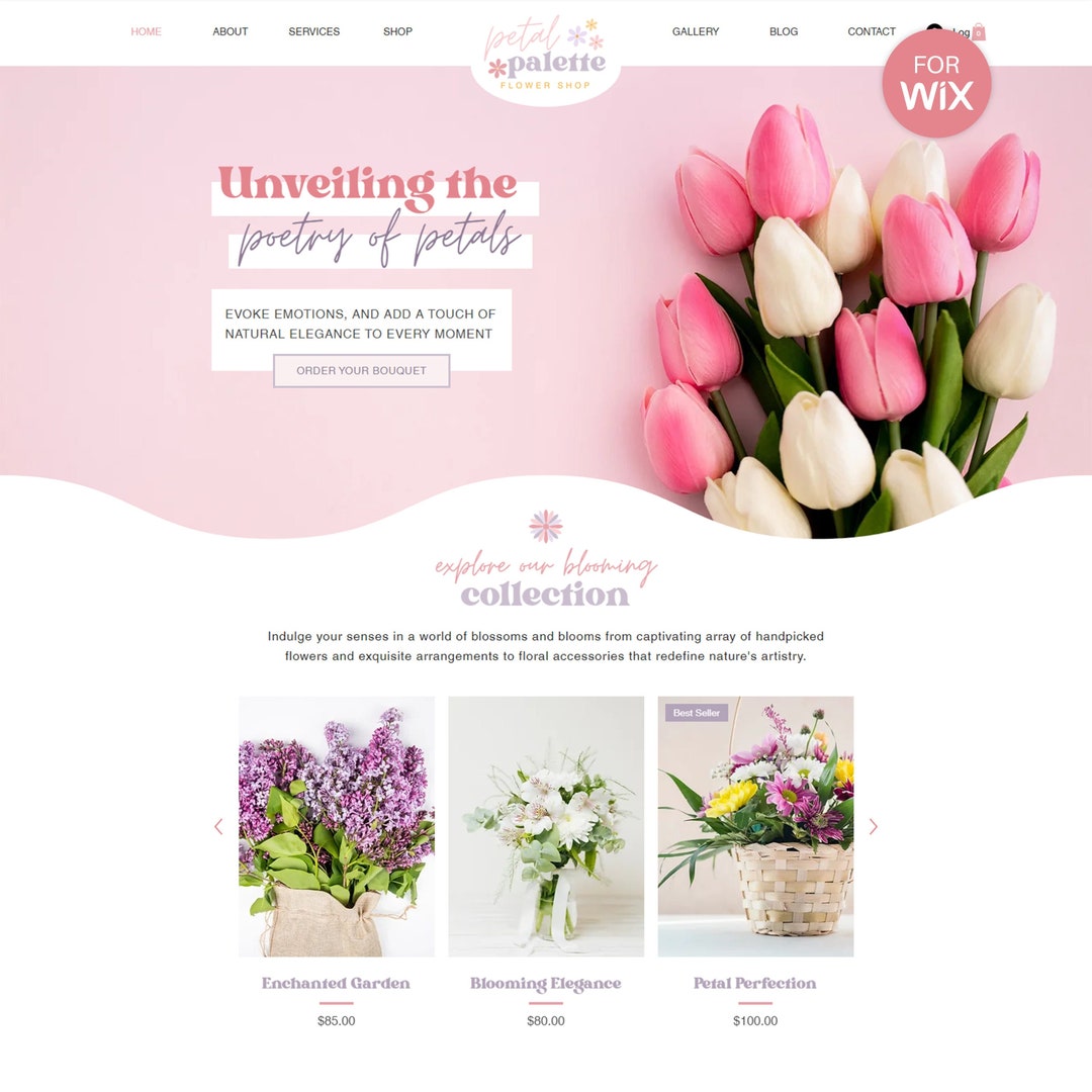 wix-website-template-wix-website-design-flower-shop-website-ecommerce-website-website-for-florist-playful-website-etsy