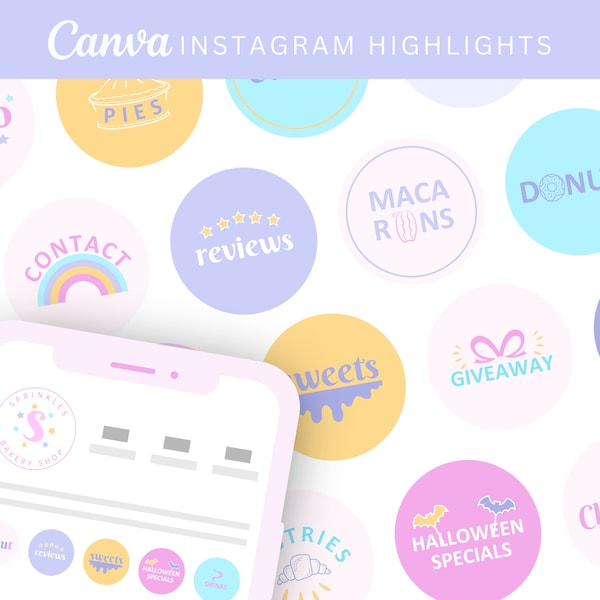 Instagram Highlight Icons - Colorful Instagram Covers - Covers for Instagram Stories - Bakery Instagram Highlights - Instagram Icons - C08