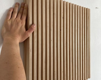 Wall Panels - 19.5x19.5 inch / 50x50cm (0.25 square meters) - 3D Vertical Wood Slats -  Large Wood Wall Panels - Wall Art Décor