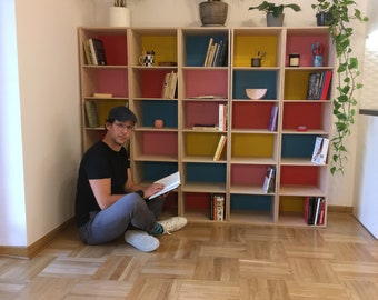 5x6 Farbschrank / Modernes Sperrholz Bücherregal für Schallplatten, Bücher, Spielzeug, Brettspiele, Spielesammlungen