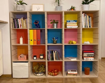 Libreria a colori 5x4 con ripiani regolabili per dischi in vinile, libri, giocattoli, giochi, compatibile KALLAX - 184x150x33cm 73”x60”x13”
