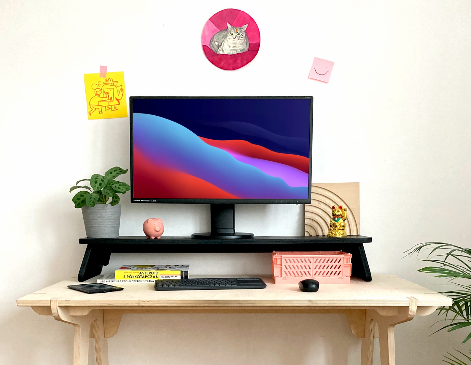 Home Office Desk Monitor Stand Custom Length From 24 Inch to - Etsy