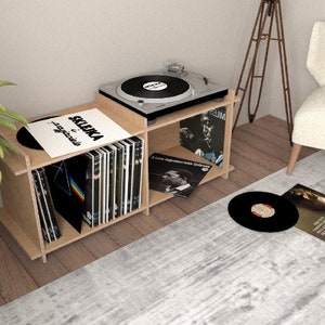 2x1 Modern Small Plywood Bookshelf KALLAX 33cm / 13 module japandi custom design vinyl records books music studio 81x46x33cm / 32x18x13 image 9