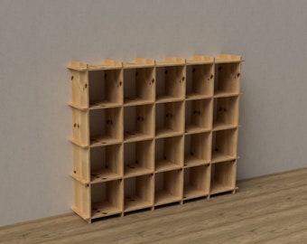 5x4 Flatpack Comb Gridlock Modern Plywood Bookshelf KALLAX like vinyl records, books, toys, games - 184x150x33cm 73”x59”x13”