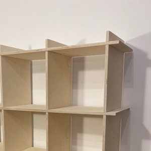 2x2 Modern Modular Plywood Bookshelf KALLAX modules japandi custom design for vinyl records, books, music studio 80x80x33cm / 32x32x13 image 9