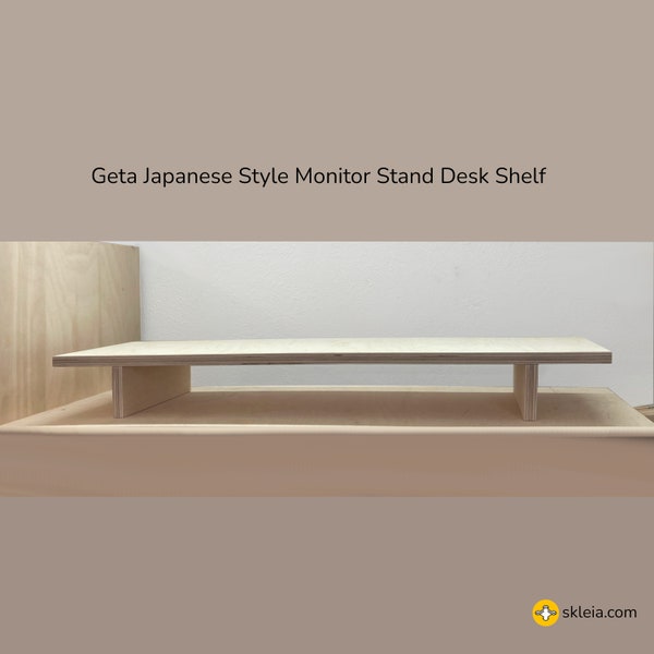 Geta Japanese Style Monitor Stand Desk Shelf 85x23x10cm / 33.4x9x4'' Japandi Japan Design Elegant Simple Wood Minimal Designer Organizer