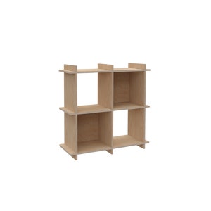 2x2 Modern Modular Plywood Bookshelf KALLAX modules japandi custom design for vinyl records, books, music studio 80x80x33cm / 32x32x13 sanded plywood