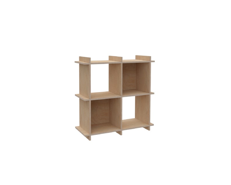 2x2 Modern Modular Plywood Bookshelf KALLAX modules japandi custom design for vinyl records, books, music studio 80x80x33cm / 32x32x13 sanded plywood