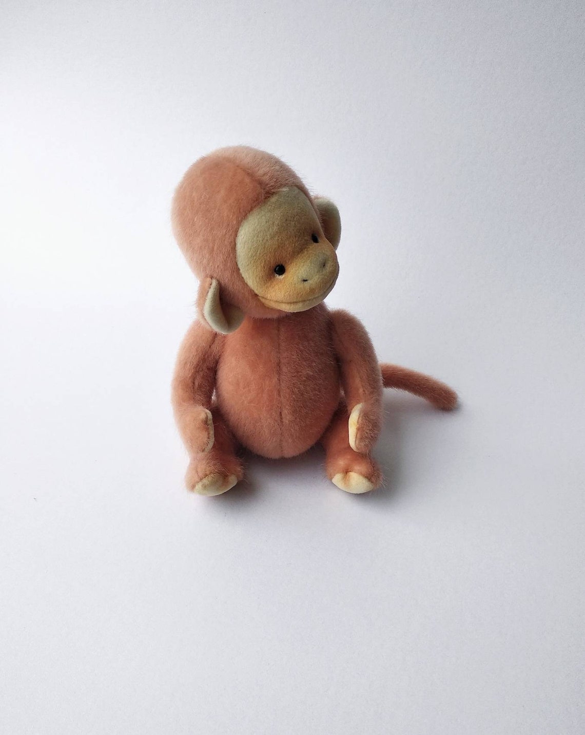 Orange monkey plush toy handmade Etsy