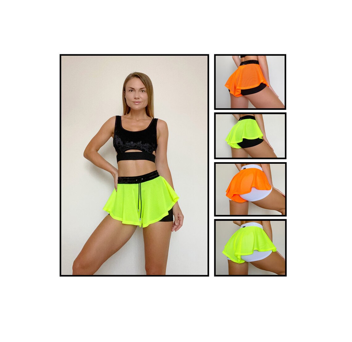 High waisted pole dance shorts skirt Twerk shorts Rave Etsy