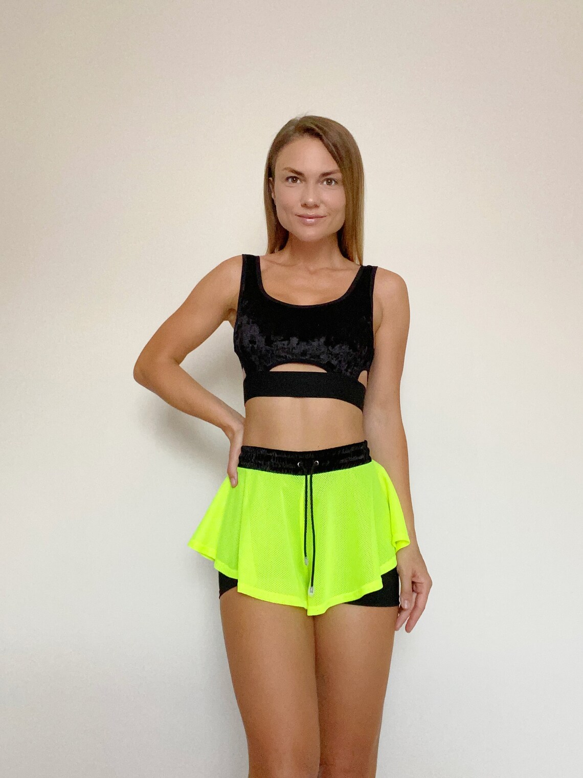 High waisted pole dance shorts skirt Twerk shorts Rave Etsy