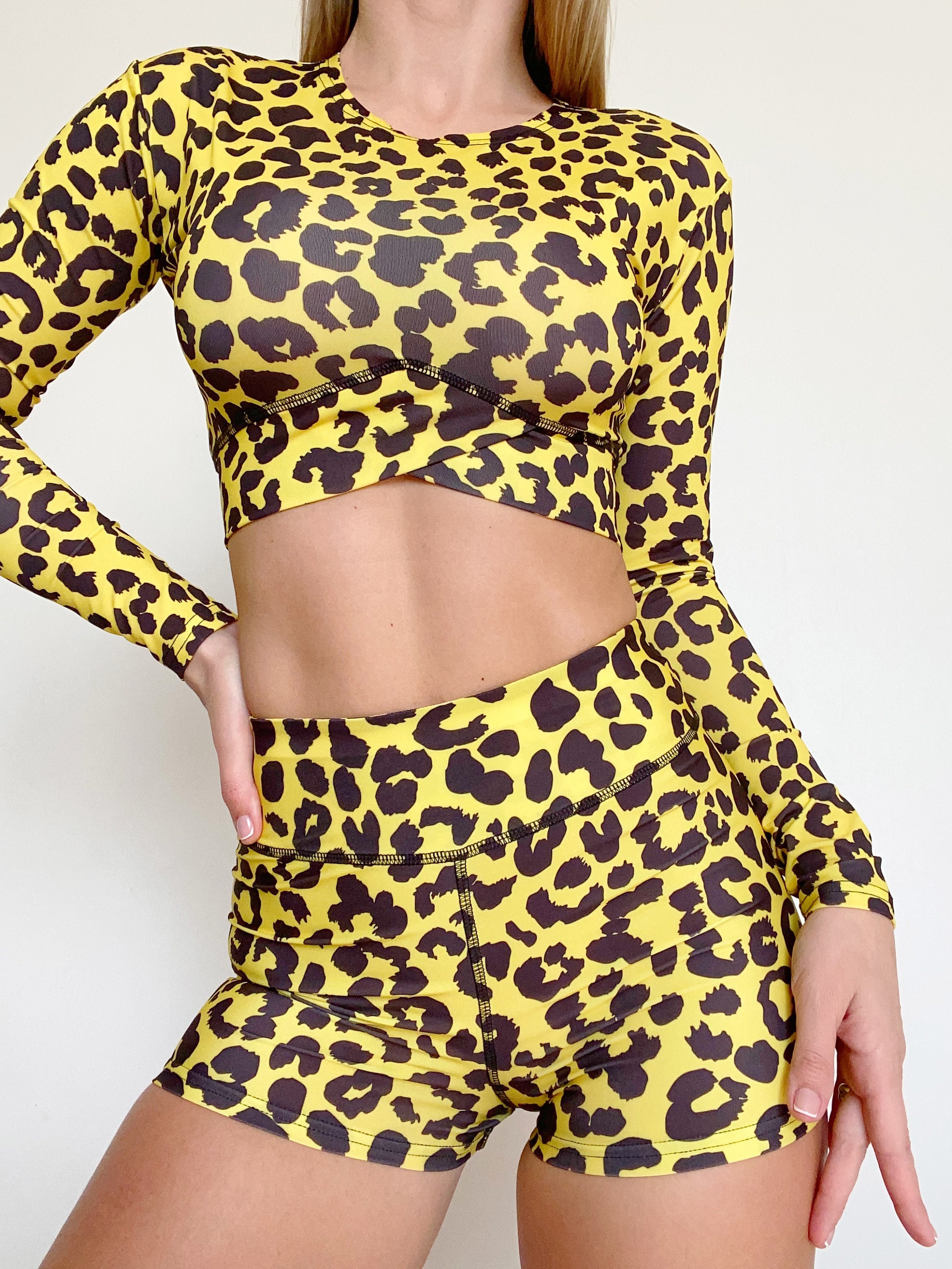 Leopard high waisted booty shorts for pole dance Rave shorts | Etsy