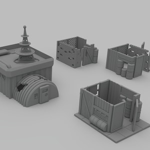 3D printable Shacks Bundle, SciFi Post Apocalyptic Playset Terrain