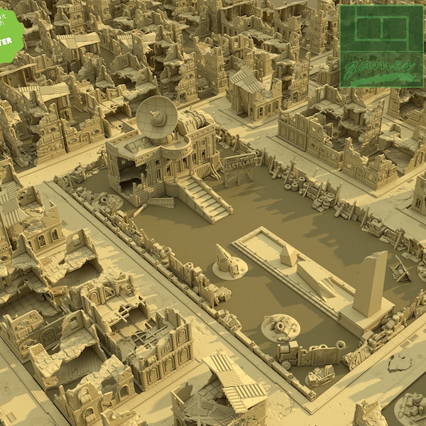 Wasteland Terrain STL Bundle: Ruinen, Wahrzeichen, Scatter (Digitale Dateien)