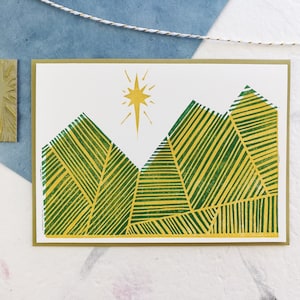 Handprinted linocut abstract Christmas card - 100% recycled paper and sustainable ink