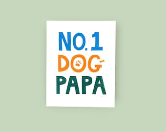 No. 1 Dog Papa hand-printed original linocut