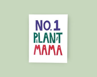 No. 1 Plant Mama hand-printed original linocut - 8 x 10