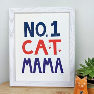 No. 1 Cat Mama hand-printed original linocut 8 x 10 image 5