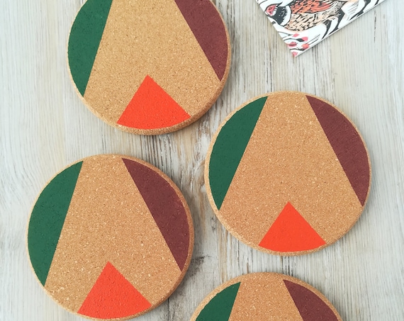 Camping in the Woods - set of 4 cork coasters