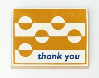 Handprinted linocut abstract thank you card - 100% recycled paper and sustainable inks